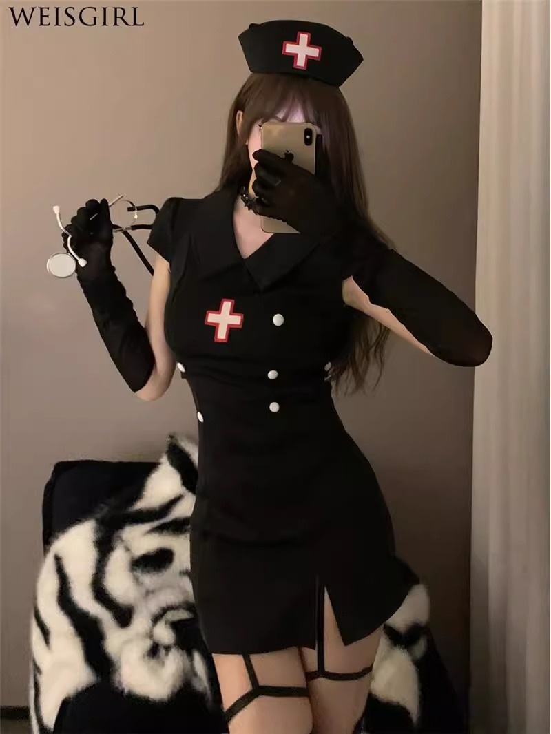 Eros Lab Lingerie Sexy Infermiera Uniforme Tentazione Vestito Aderente Passione Set Dottore Halloween Puro Desiderio Cosplay_voghion.com