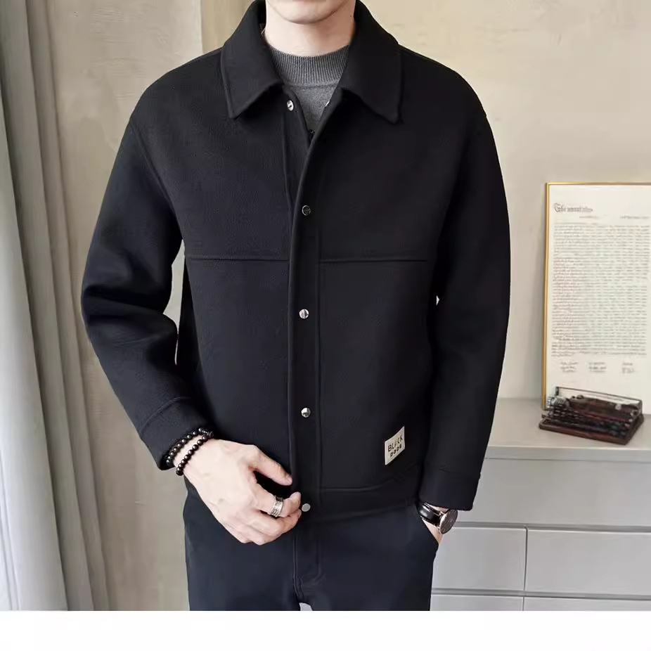 boy Boy Boy Fanwo FW1301 New In Stock 2024 Autumn Winter Pure Handmade Short Double-Sided Cashmere Coat For Men Fashion Jacket_voghion.com