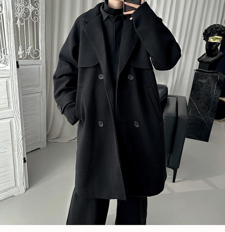 boy Boy Boy Gray For Men Winter Mid-Length Korean Style Trendy Trench Coat Crusu Civilian Woolen Jacket_voghion.com