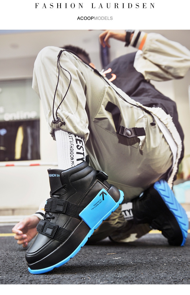 Glide Glide European Station High-Top Thick-Soled Martin Autumn Ins Casual Sneakers Motorcycle Boots Trendy Cycling Men's Shoes_voghion.com