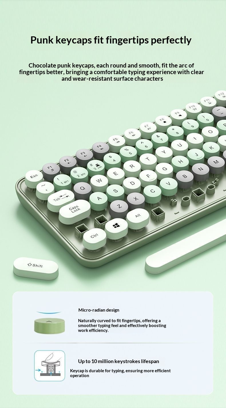 NeoGear Kabellose Tastatur und Maus mit Bluetooth, drei Modi, wiederaufladbar, niedlich, tragbar, leise – ideal für Computer und Laptops, auch für Mädchen_voghion.com