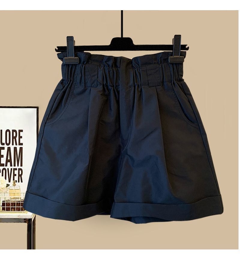 ChicShe Plus Size Women's Summer New Style Slightly Chubby MM Elegant Ruffled Chiffon Blouse Versatile Slimming Shorts Two-Piece_voghion.com