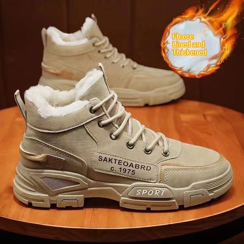 Glide Martin Winter Work High-top Men's Cotton Shoes With Fleece Warm Waterproof Non-slip Northeast Snow Boots Men_voghion.com