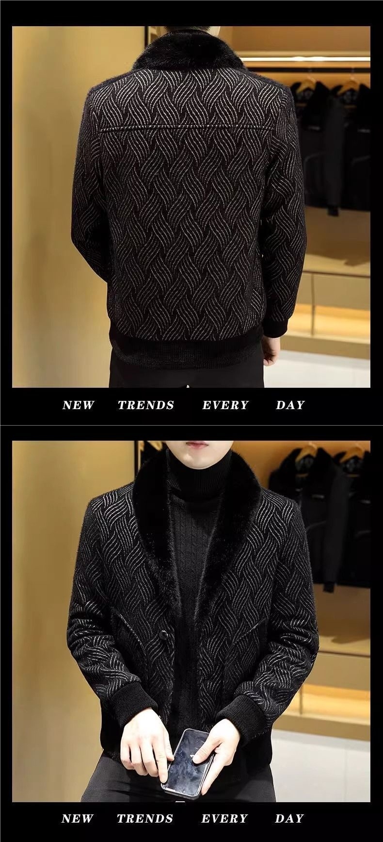 boy Boy Boy Winter Fleece-Lined Thickened Coat For Men, Fashionable Suit Wool Collar, Casual Versatile Warm Woolen Jacket_voghion.com