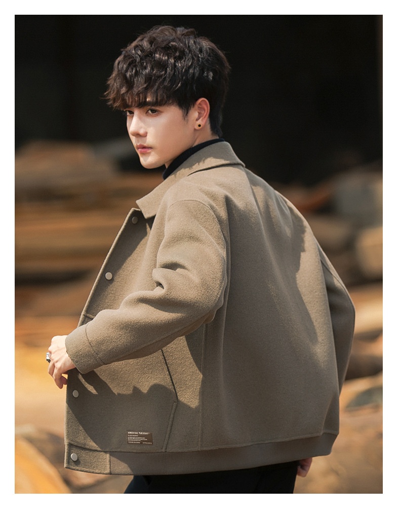 boy Boy Boy 22A01 Men's Double-Sided Jacket New Trend Thickened Woolen Short Cashmere Coat Autumn Winter Casual_voghion.com