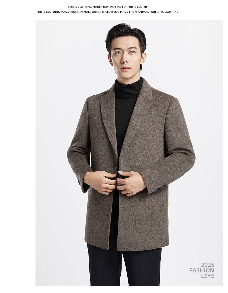 boy Boy Boy Men's 100% Double-Sided Wool Coat Autumn Winter Light Business Mid-Length Down Liner Suit Collar Woolen Jacket_voghion.com