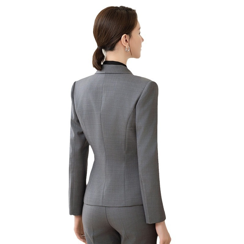 ChicShe Giacca grigia da donna, nuovo abito professionale autunno inverno per donna, abbigliamento da lavoro per hotel e gioiellerie_voghion.com