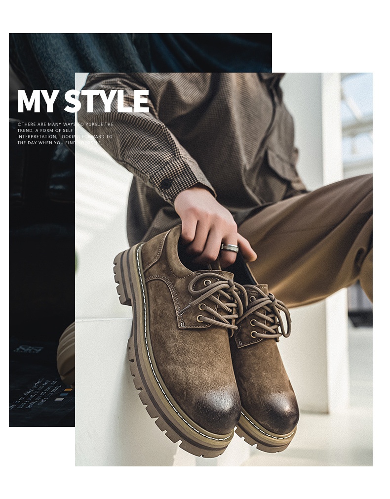 Glide Glide Spring Nw Lathr Pigskin British Rtro Low-top Thick-sold Hight-incrasing Non-slip Casual Work Shos Mn's_voghion.com