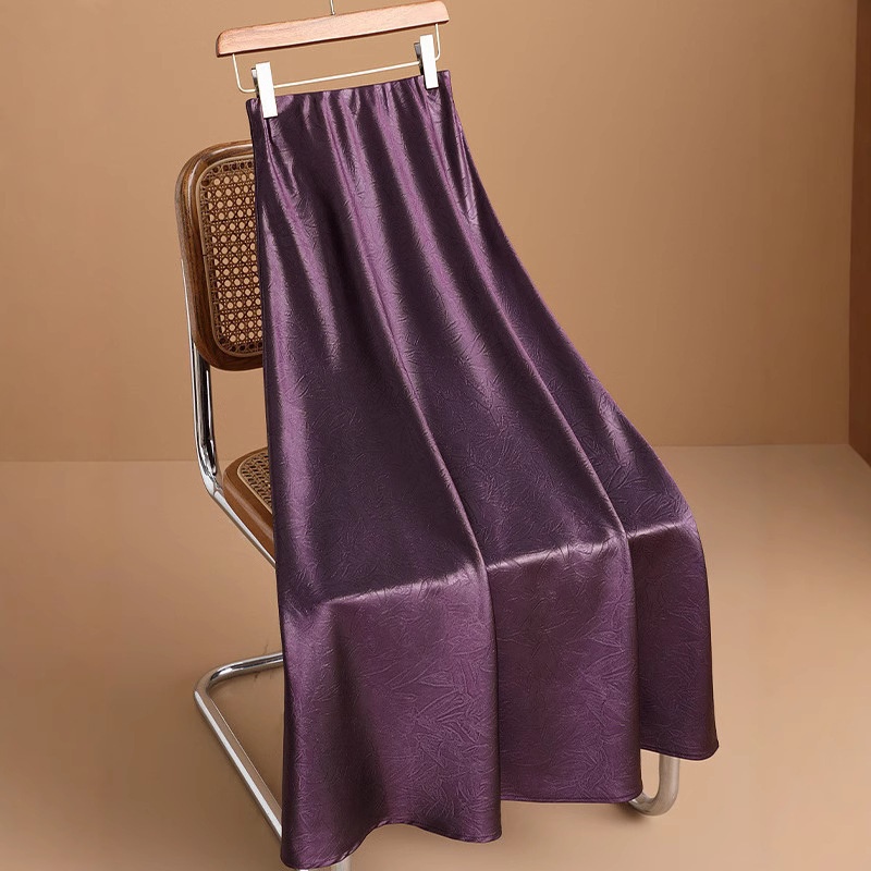 ChicShe S10 Champagne Pink Jacquard Silky Satin Half-length Long Women 2025 Spring European Goods Western Style Fishtail Skirt_voghion.com