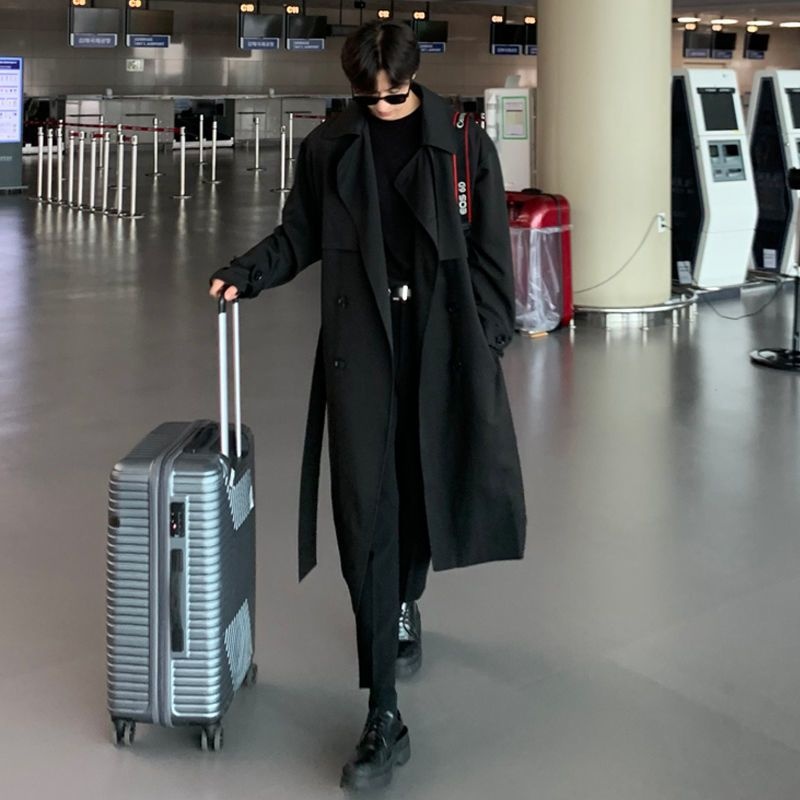 boy Boy Boy Autumn Winter Design Trench Men's Mid-Length Jacket Korean Casual Loose British Style Double-Breasted Coat_voghion.com