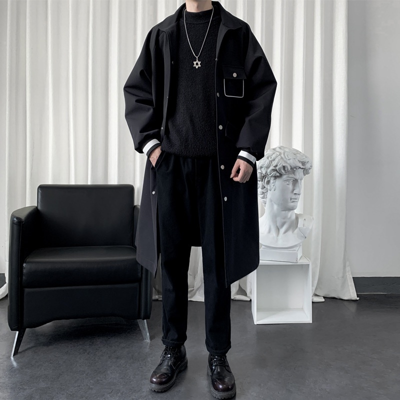boy Boy Boy 2022 New Autumn Winter Trench Mid-Length Elegant Over-the-Knee Coat Men Mature Style_voghion.com