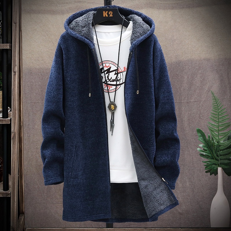 boy Boy Boy High-Quality Autumn Winter New Men's Casual Mid-Length Versatile Fleece Knit Cardigan Trench Coat Jacket_voghion.com