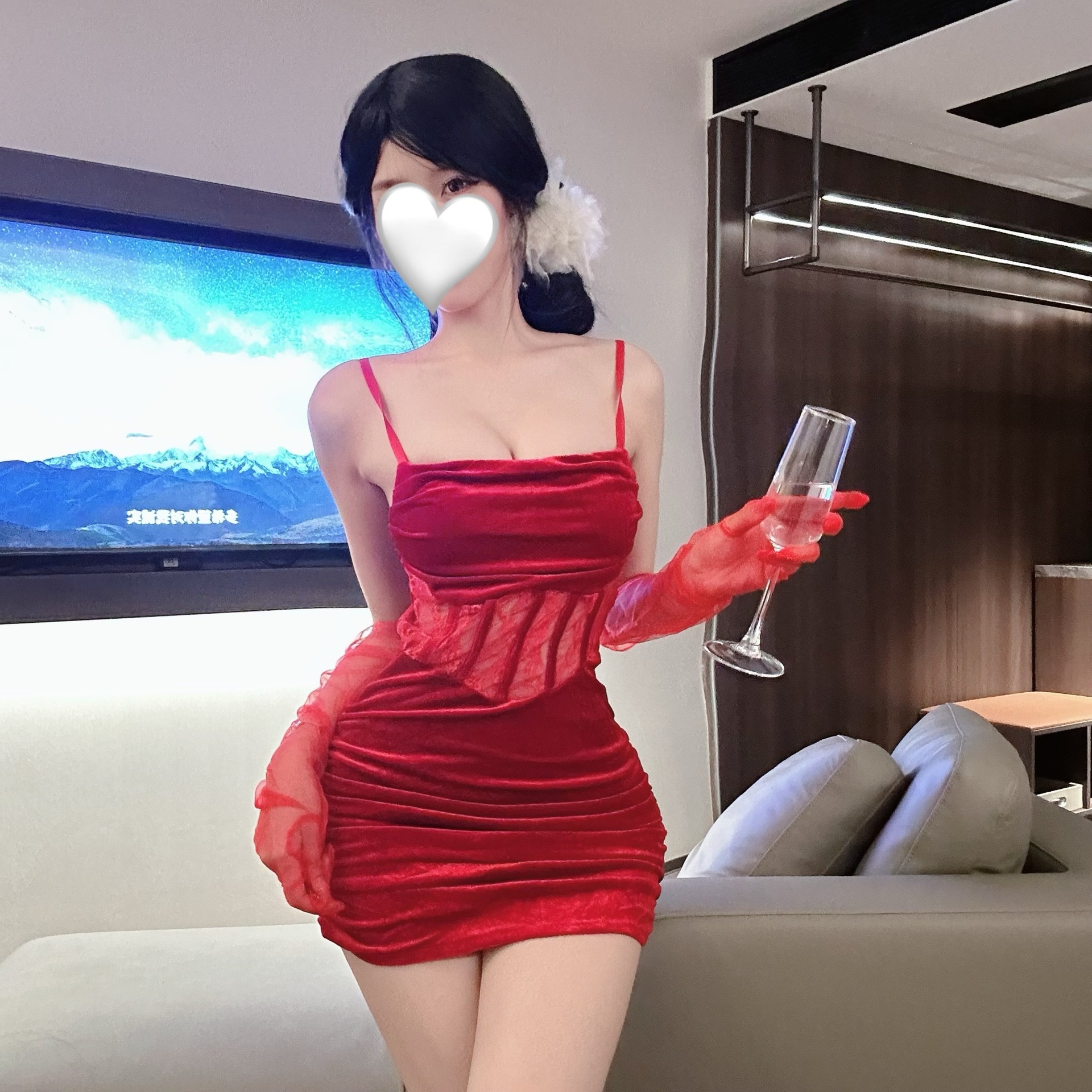 Eros Lab Guanyun Red Christmas Lingerie Pure Desire Sexy Outfit Velvet Bodycon Nightdress Uniform Set Qqny_voghion.com