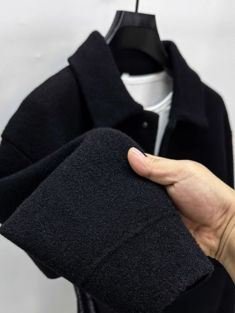 boy Boy Boy Jacket Coat Men's Turn-Down Collar Short Casual Woolen Autumn Winter Thickened Trendy Outerwear Factory Direct Sale_voghion.com