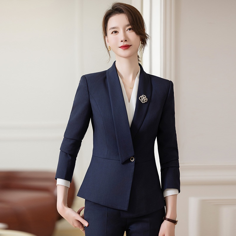 ChicShe Giacca grigia da donna, nuovo abito professionale autunno inverno per donna, abbigliamento da lavoro per hotel e gioiellerie_voghion.com