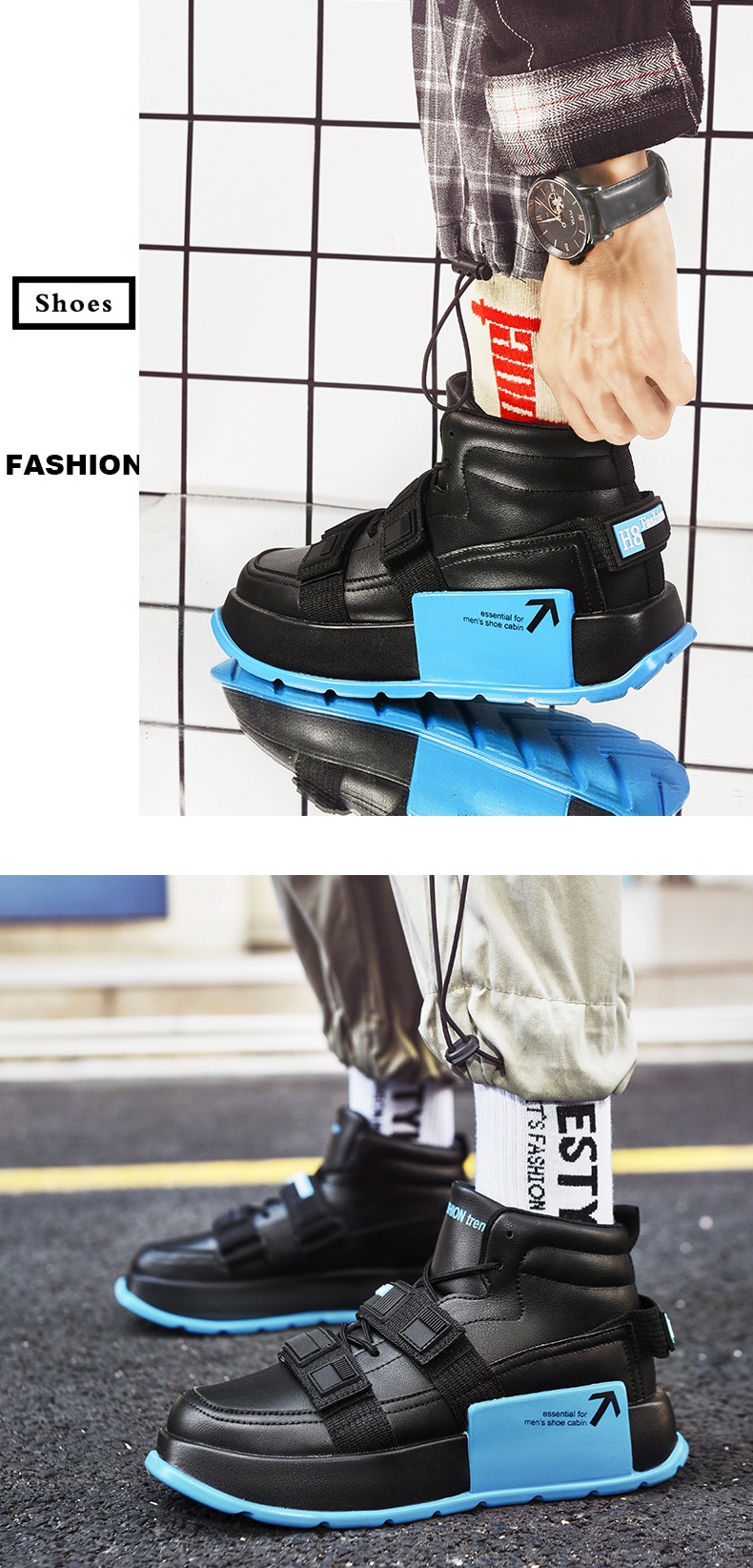 Glide Glide European Station High-Top Thick-Soled Martin Autumn Ins Casual Sneakers Motorcycle Boots Trendy Cycling Men's Shoes_voghion.com