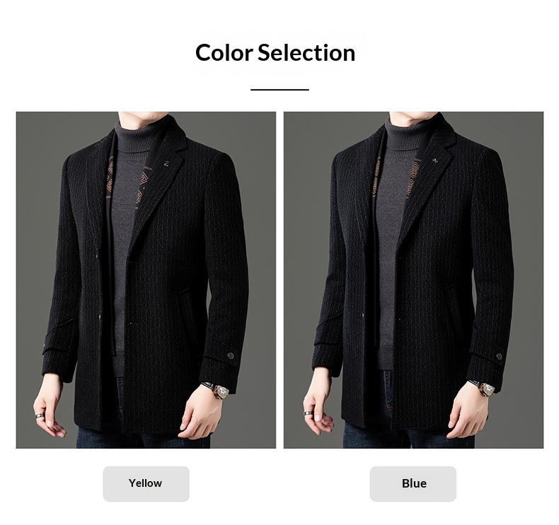 boy Boy Boy 2025 Winter Wool Coat Men, Fashionable Striped Suit Collar, White Duck Down Scarf Woolen Jacket For Young And_voghion.com