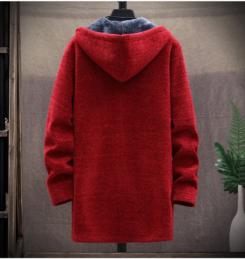 boy Boy Boy High-Quality Autumn Winter New Men's Casual Mid-Length Versatile Fleece Knit Cardigan Trench Coat Jacket_voghion.com