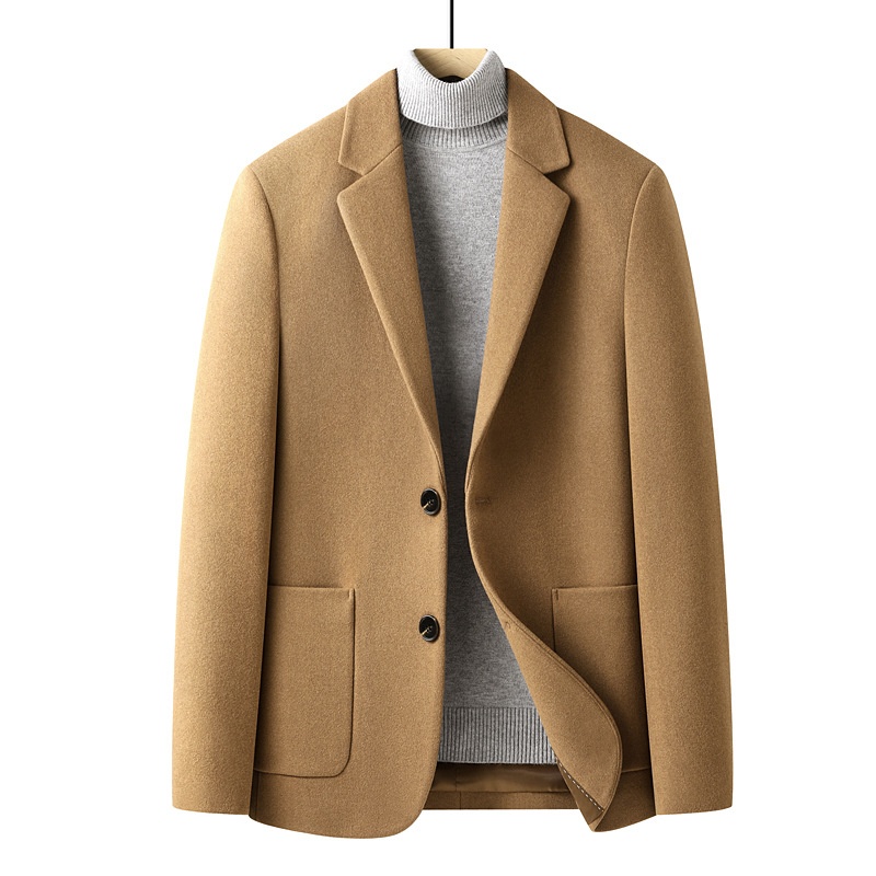 boy Boy Boy Single-Sided Cashmere Jacket Autumn Winter Solid Color Short Woolen Coat Men's Suit Versatile_voghion.com