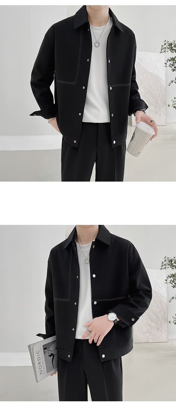 boy Boy Boy For Men Korean Version Light Mature Style Short Turn-Down Collar Jacket Men's Trendy High-End Casual Autumn Winter Top_voghion.com