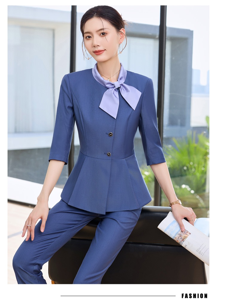 ChicShe Gray Professional Three-Quarter Sleeve Blazer Mid-Sleeve Women's Pants Skirt Two-Piece Set Spring Autumn Workwear_voghion.com