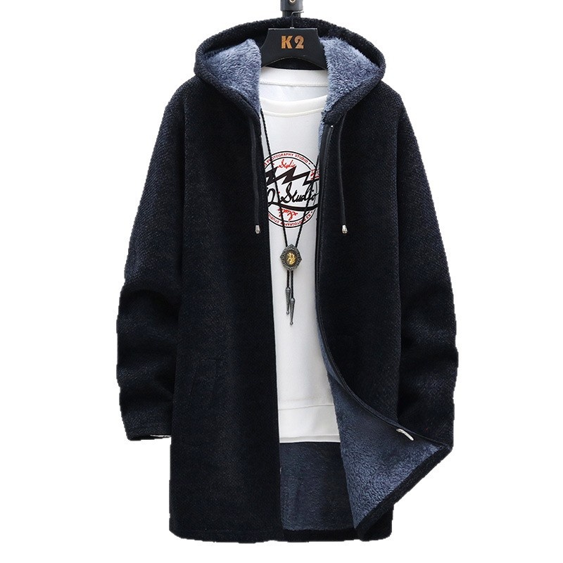 boy Boy Boy High-Quality Autumn Winter New Men's Casual Mid-Length Versatile Fleece Knit Cardigan Trench Coat Jacket_voghion.com