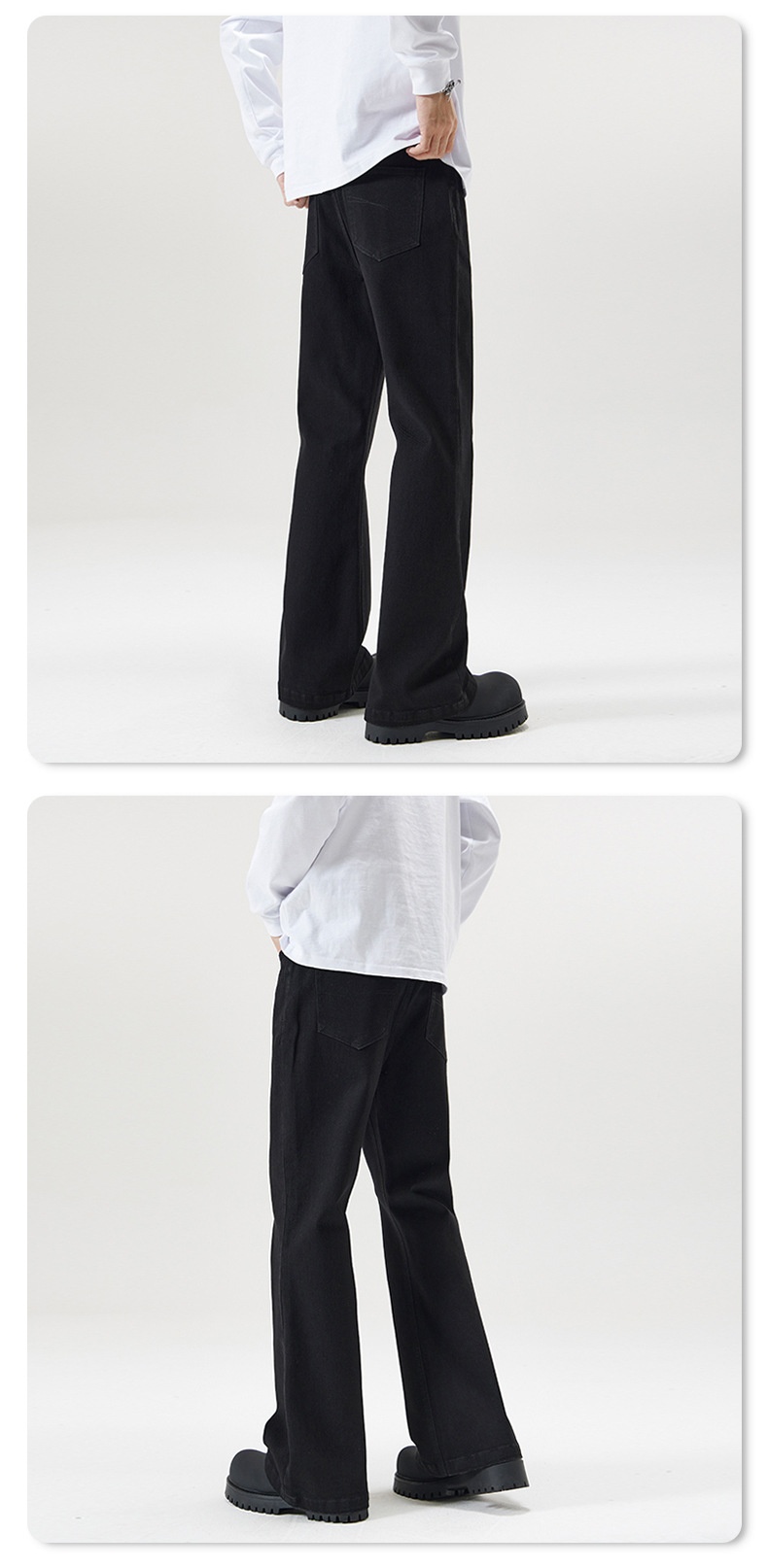 Boy Boy JIAMU Herfst Winter Stretch Zwarte Bajia Scimitar Flared Jeans Heren Slim Fit Beenverlengende Bootcut Broek_voghion.com