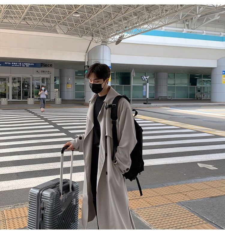 boy Boy Boy Autumn Winter Design Trench Men's Mid-Length Jacket Korean Casual Loose British Style Double-Breasted Coat_voghion.com