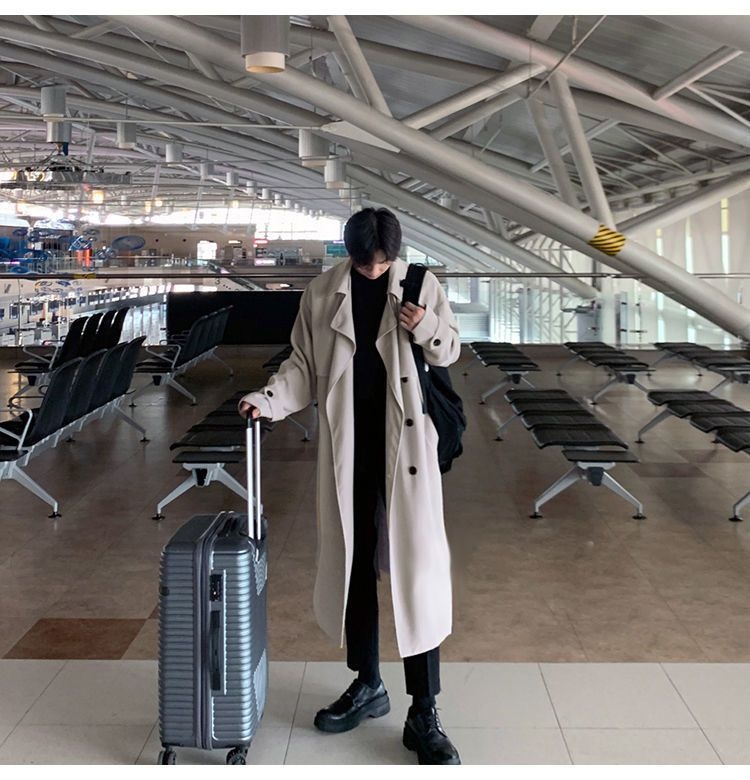 boy Boy Boy Autumn Winter Design Trench Men's Mid-Length Jacket Korean Casual Loose British Style Double-Breasted Coat_voghion.com