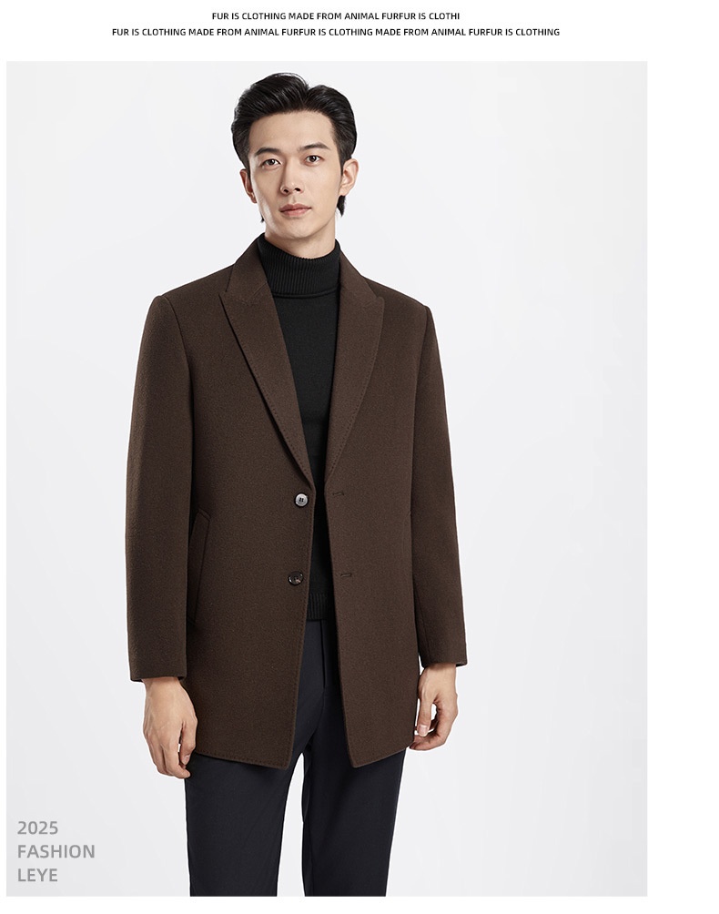 boy Boy Boy Men's 100% Double-Sided Wool Coat Autumn Winter Light Business Mid-Length Down Liner Suit Collar Woolen Jacket_voghion.com