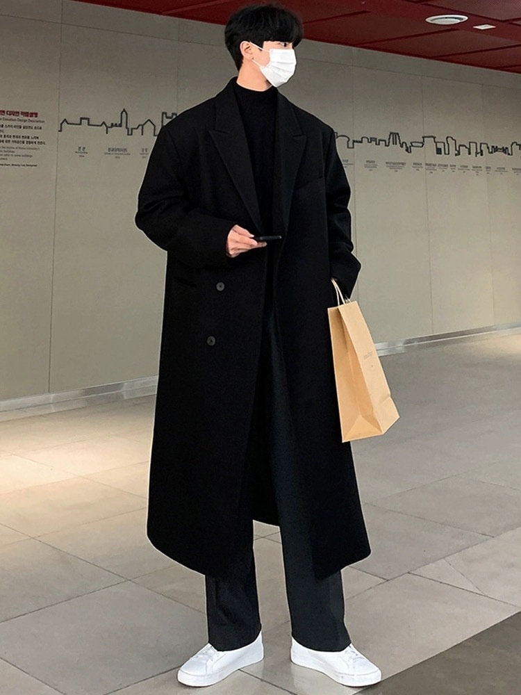 boy Boy Boy C3000 2024 Winter New Wool For Men Korean Style Over-the-Knee Thickened Woolen Jacket Casual Trench Coat_voghion.com