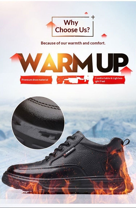 Glide Winter Thickened Fleece Waterproof Leather Shoes Men, Non-Slip Casual Warm Elderly Shoes, Snow Boots For Men_voghion.com