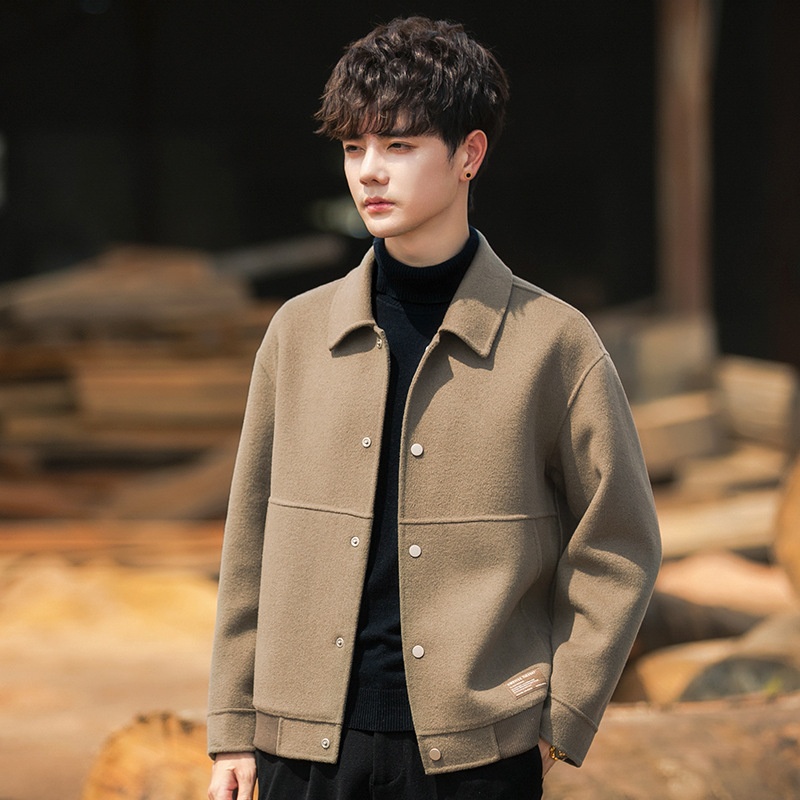 boy Boy Boy 22A01 Men's Double-Sided Jacket New Trend Thickened Woolen Short Cashmere Coat Autumn Winter Casual_voghion.com