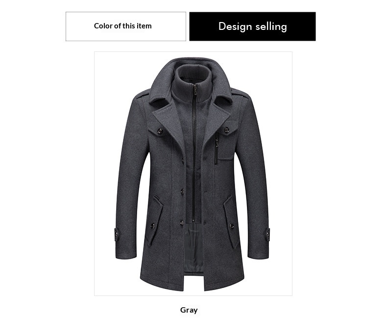 boy Boy Boy Autumn Winter Business Fashion Double Collar Cold-Resistant Woolen Men's Jacket Cross-Border Wool Coat Men_voghion.com