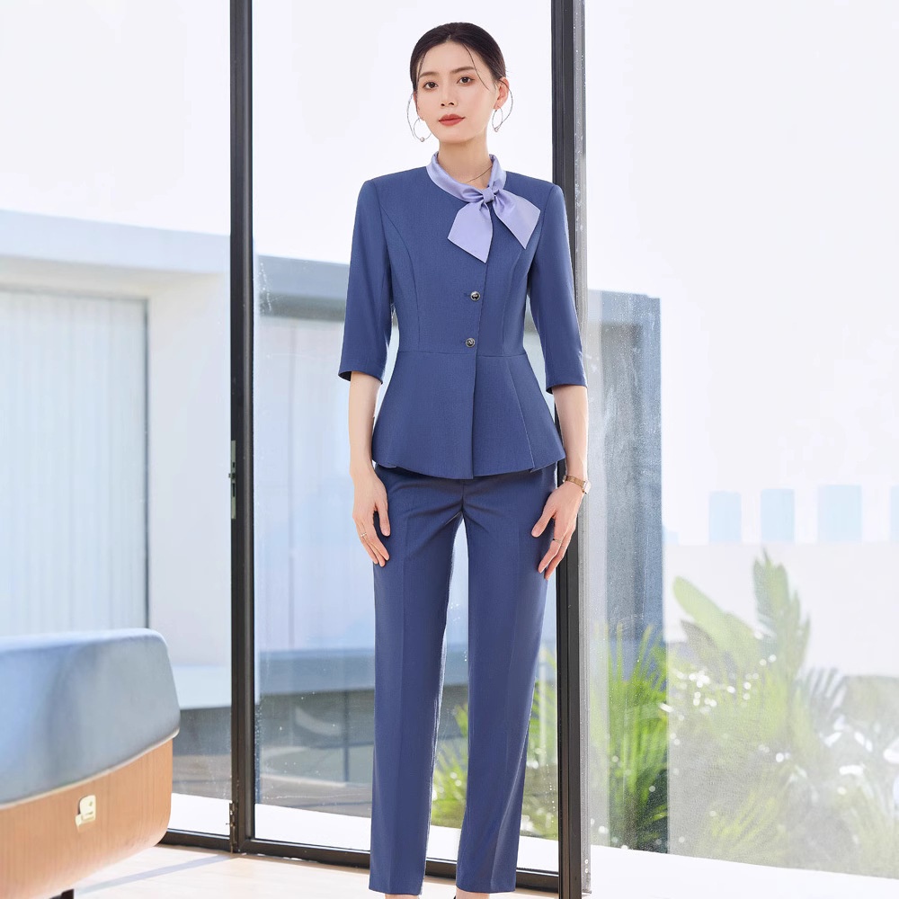 ChicShe Gray Professional Three-Quarter Sleeve Blazer Mid-Sleeve Women's Pants Skirt Two-Piece Set Spring Autumn Workwear_voghion.com