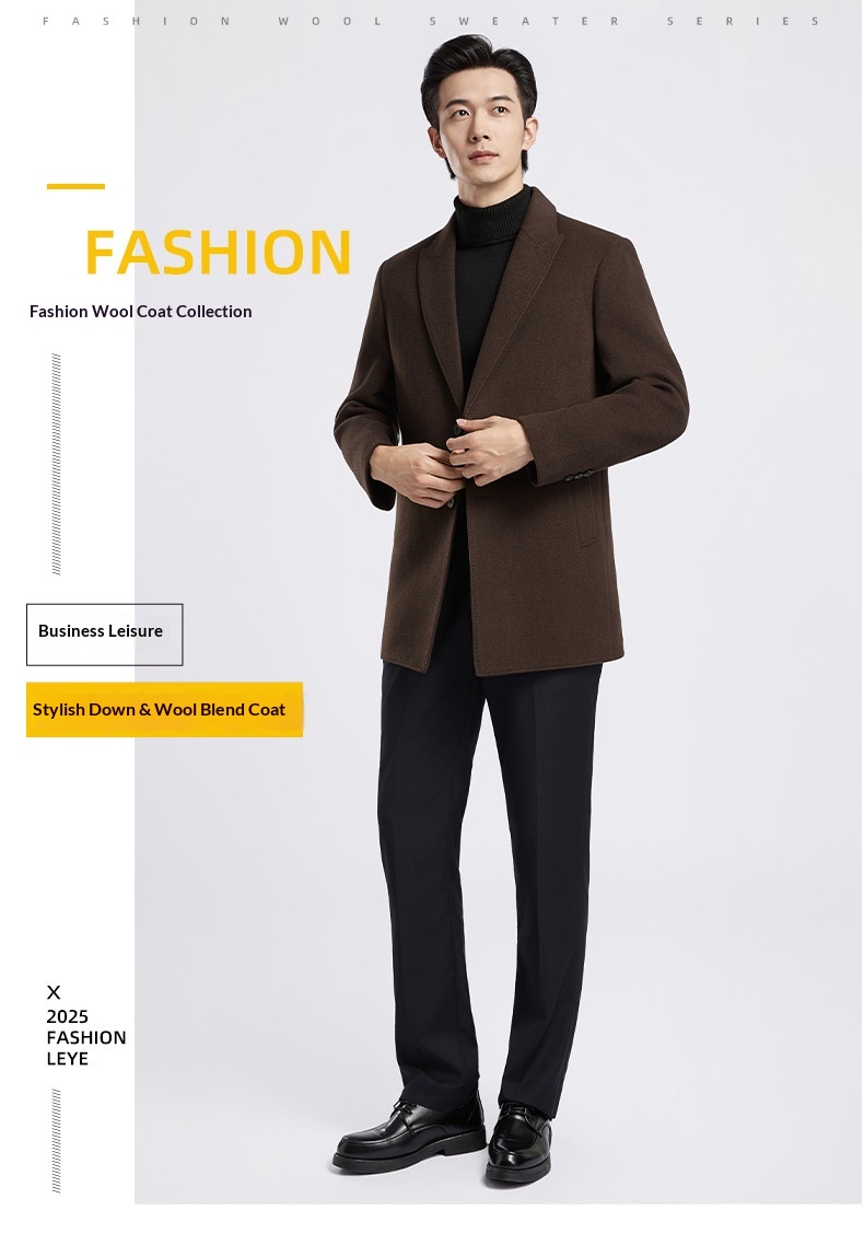 boy Boy Boy Men's 100% Double-Sided Wool Coat Autumn Winter Light Business Mid-Length Down Liner Suit Collar Woolen Jacket_voghion.com