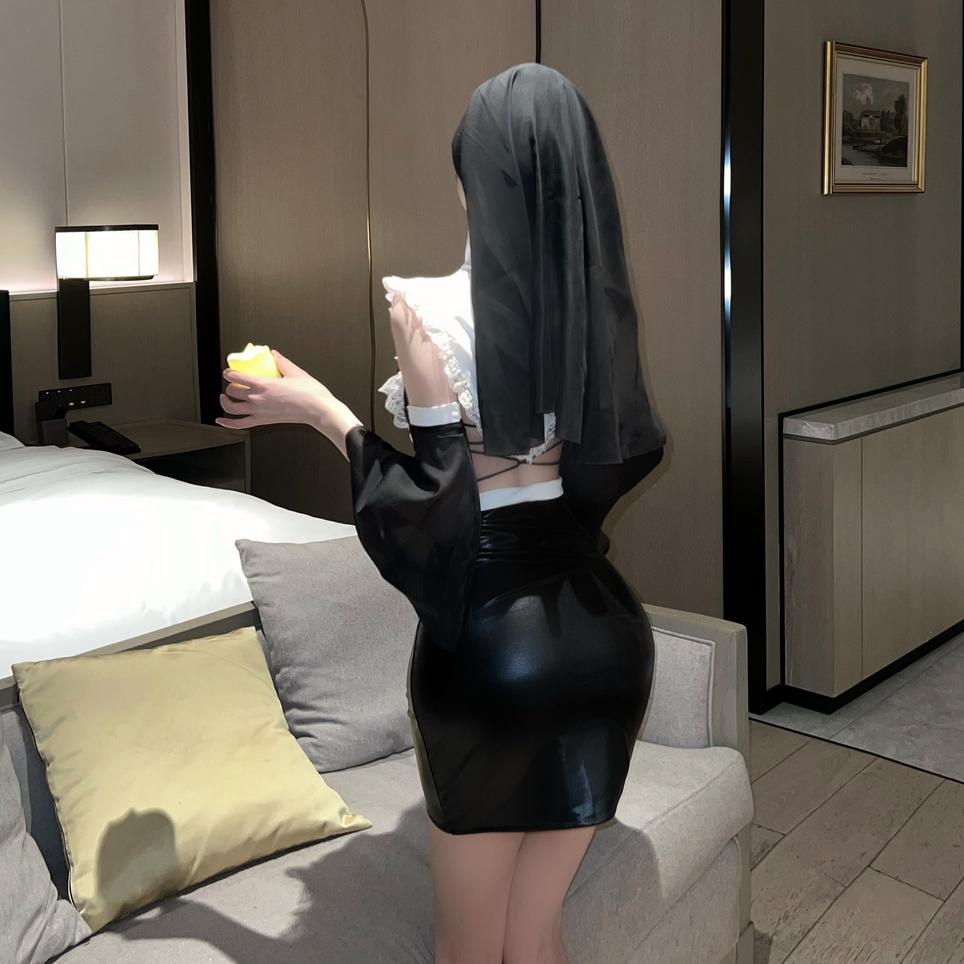 Eros Lab Foreign Trade Cosplay European And American Style Sexy Lingerie Halloween New Role Play Costume Nun Outfit Set Leather_voghion.com