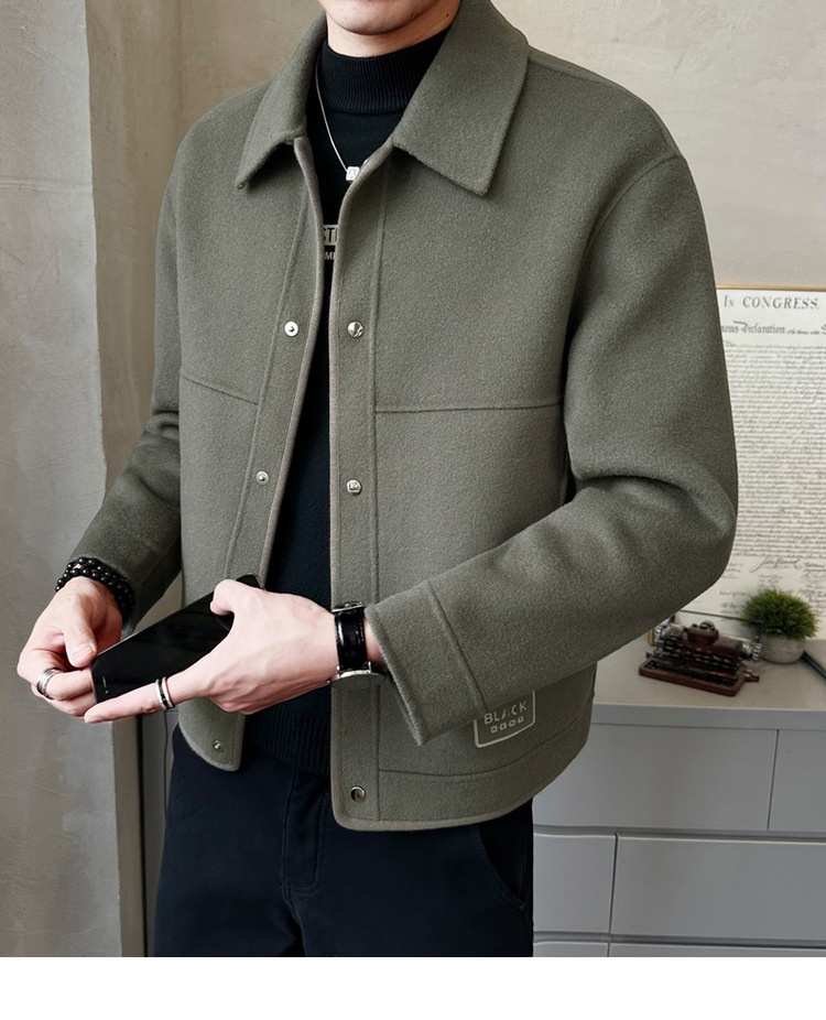 boy Boy Boy Fanwo FW1301 New In Stock 2024 Autumn Winter Pure Handmade Short Double-Sided Cashmere Coat For Men Fashion Jacket_voghion.com