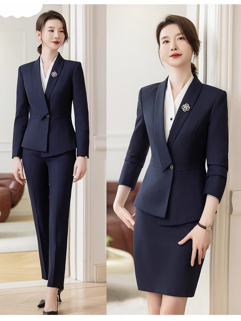 ChicShe Giacca grigia da donna, nuovo abito professionale autunno inverno per donna, abbigliamento da lavoro per hotel e gioiellerie_voghion.com