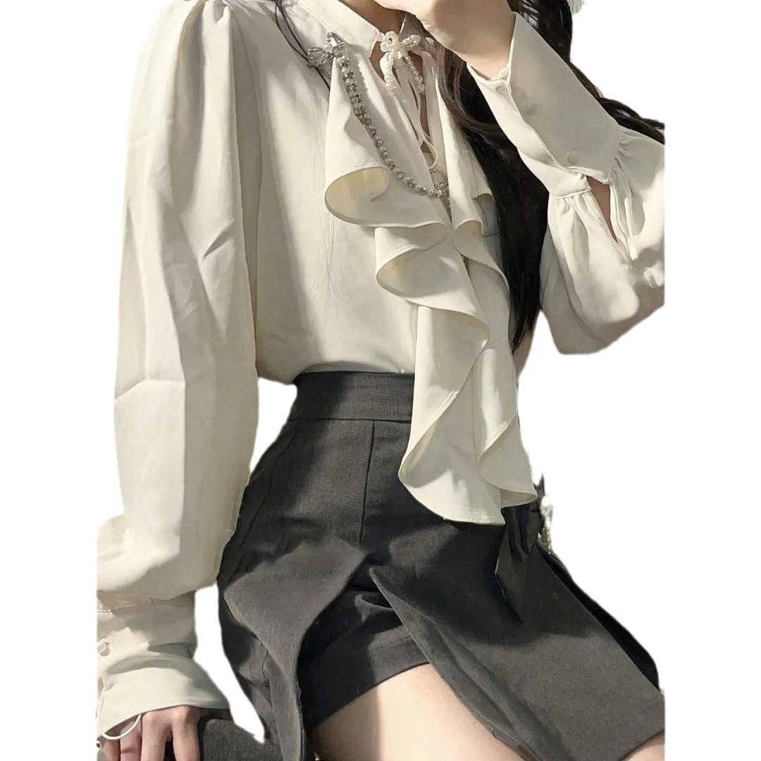 ChicShe 2025 Spring Summer New Women's Elegant Ruffled Blouse + Designer High Waist Bodycon Skirt Two-Piece Set_voghion.com