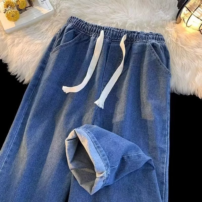 Jeans pour homme Boy Boy à taille élastique, coupe droite ample, style rétro américain, vente en gros transfrontalière et commerce international._voghion.com