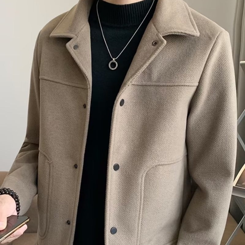 boy Boy Boy Winter Korean Coat Men's Light Mature Style Lapel Woolen Jacket Autumn Trendy Short Slim Fit Versatile Overcoat_voghion.com