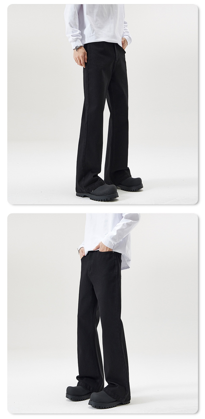 Boy Boy JIAMU Herfst Winter Stretch Zwarte Bajia Scimitar Flared Jeans Heren Slim Fit Beenverlengende Bootcut Broek_voghion.com