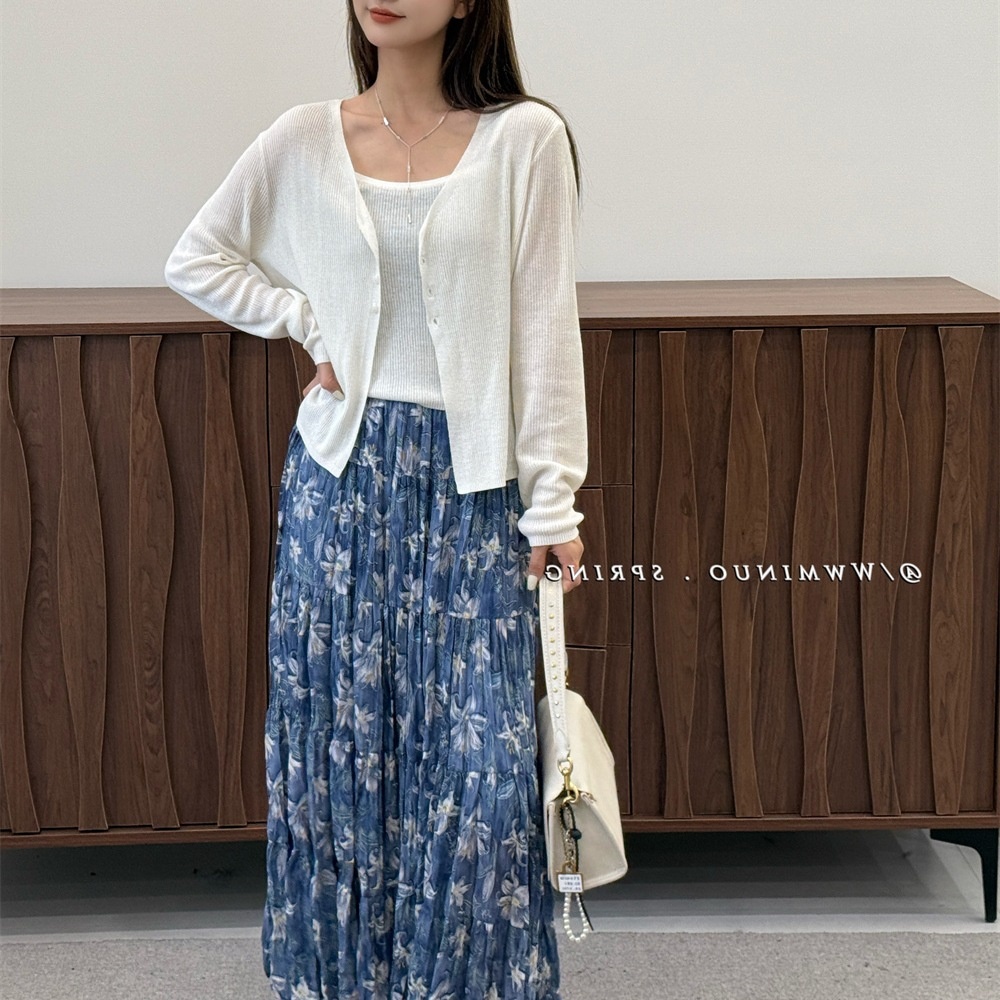 ChicShe Europe Station 2025 Early New European Goods Korean Style Fresh Floral A-line Midi Skirt For Women Spring And Autumn_voghion.com