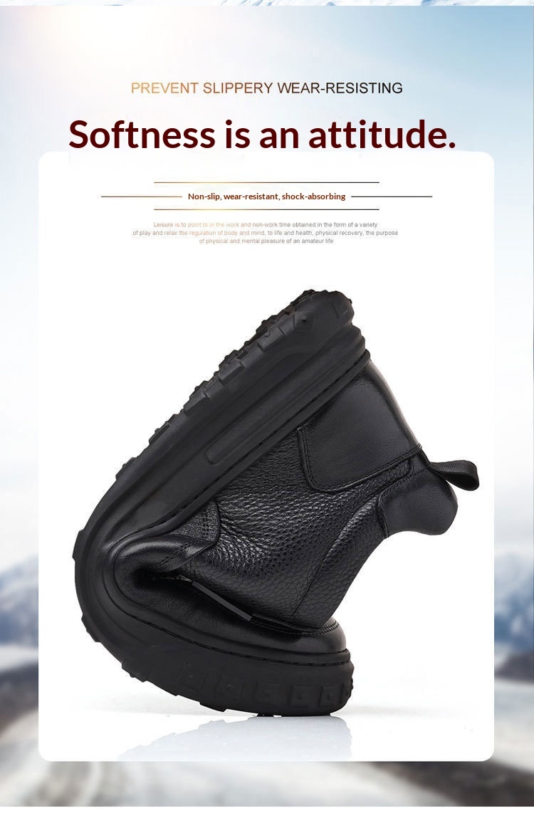 Glide Winter Thickened Fleece Waterproof Leather Shoes Men, Non-Slip Casual Warm Elderly Shoes, Snow Boots For Men_voghion.com