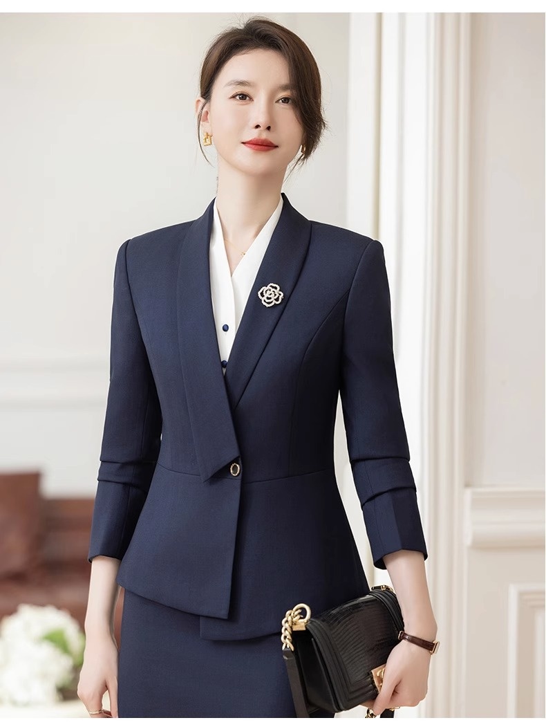 ChicShe Giacca grigia da donna, nuovo abito professionale autunno inverno per donna, abbigliamento da lavoro per hotel e gioiellerie_voghion.com