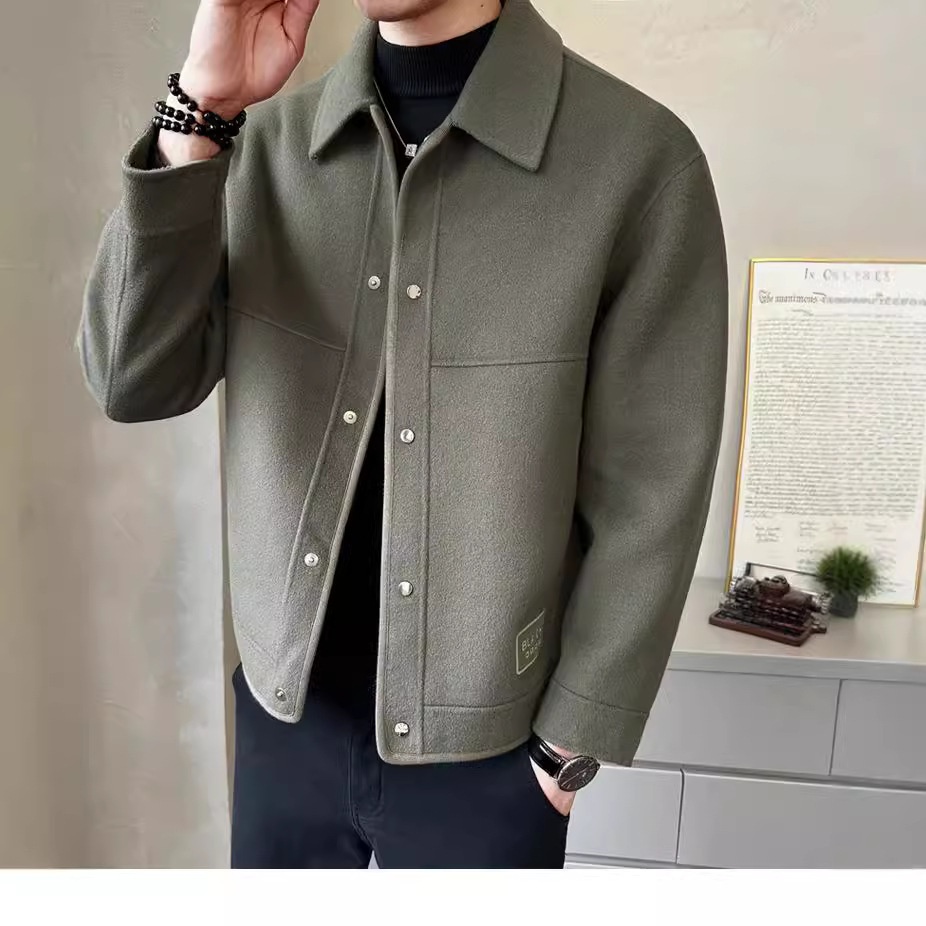 boy Boy Boy Fanwo FW1301 New In Stock 2024 Autumn Winter Pure Handmade Short Double-Sided Cashmere Coat For Men Fashion Jacket_voghion.com