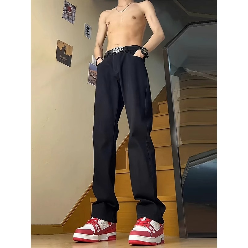 Boy Boy Grijze jeans voor heren lente en herfst 2025 Nieuwe zomer American High Street Slim Straight Leg Bootcut-broek_voghion.com