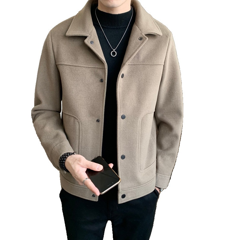 boy Boy Boy Winter Korean Coat Men's Light Mature Style Lapel Woolen Jacket Autumn Trendy Short Slim Fit Versatile Overcoat_voghion.com
