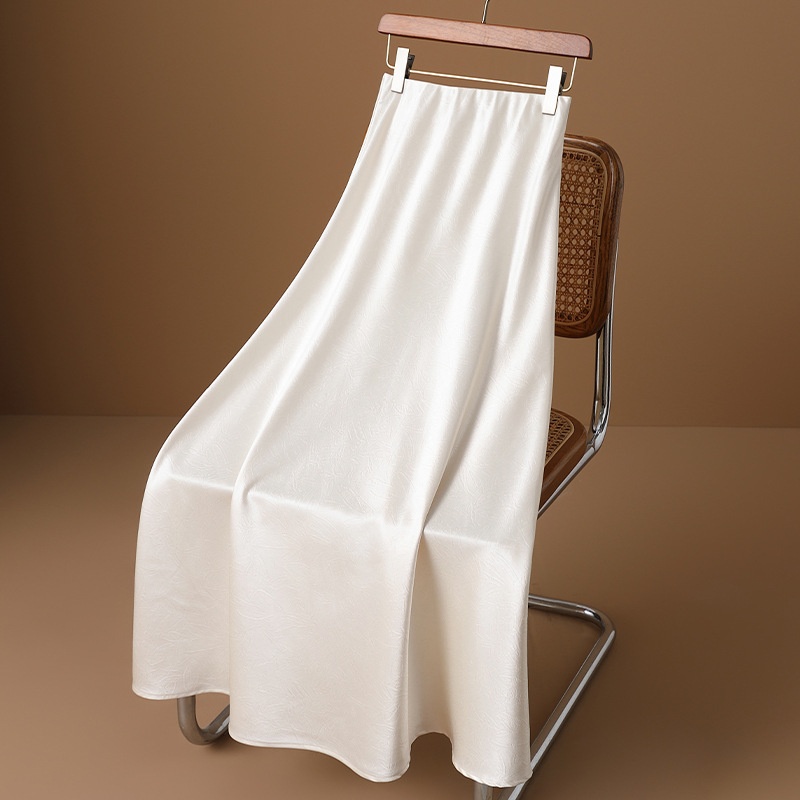 ChicShe S10 Champagne Pink Jacquard Silky Satin Half-length Long Women 2025 Spring European Goods Western Style Fishtail Skirt_voghion.com